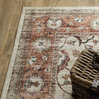 Sumter Distressed Ivory/ Rust Oriental Flat Weave Rug