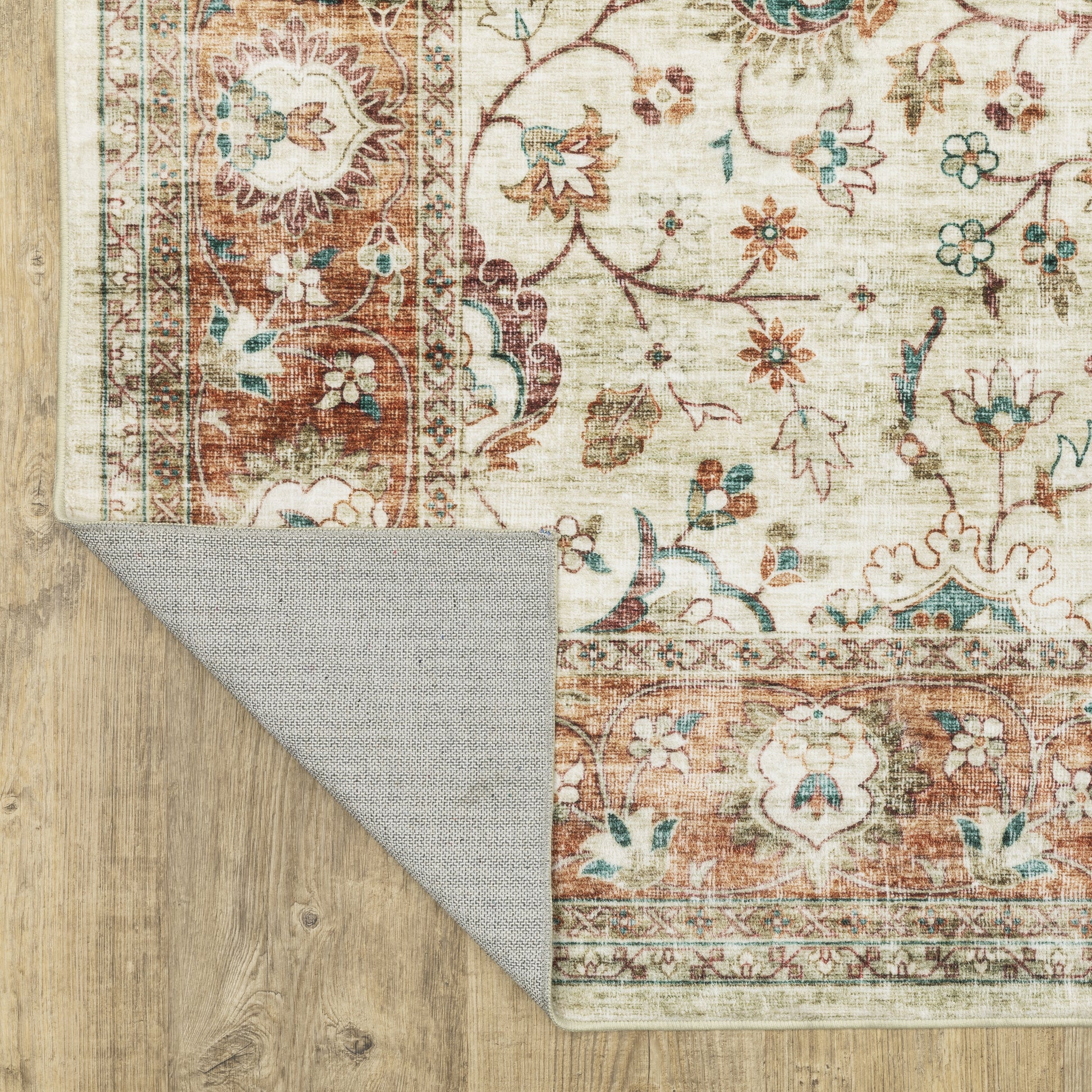 Sumter Distressed Ivory/ Rust Oriental Flat Weave Rug