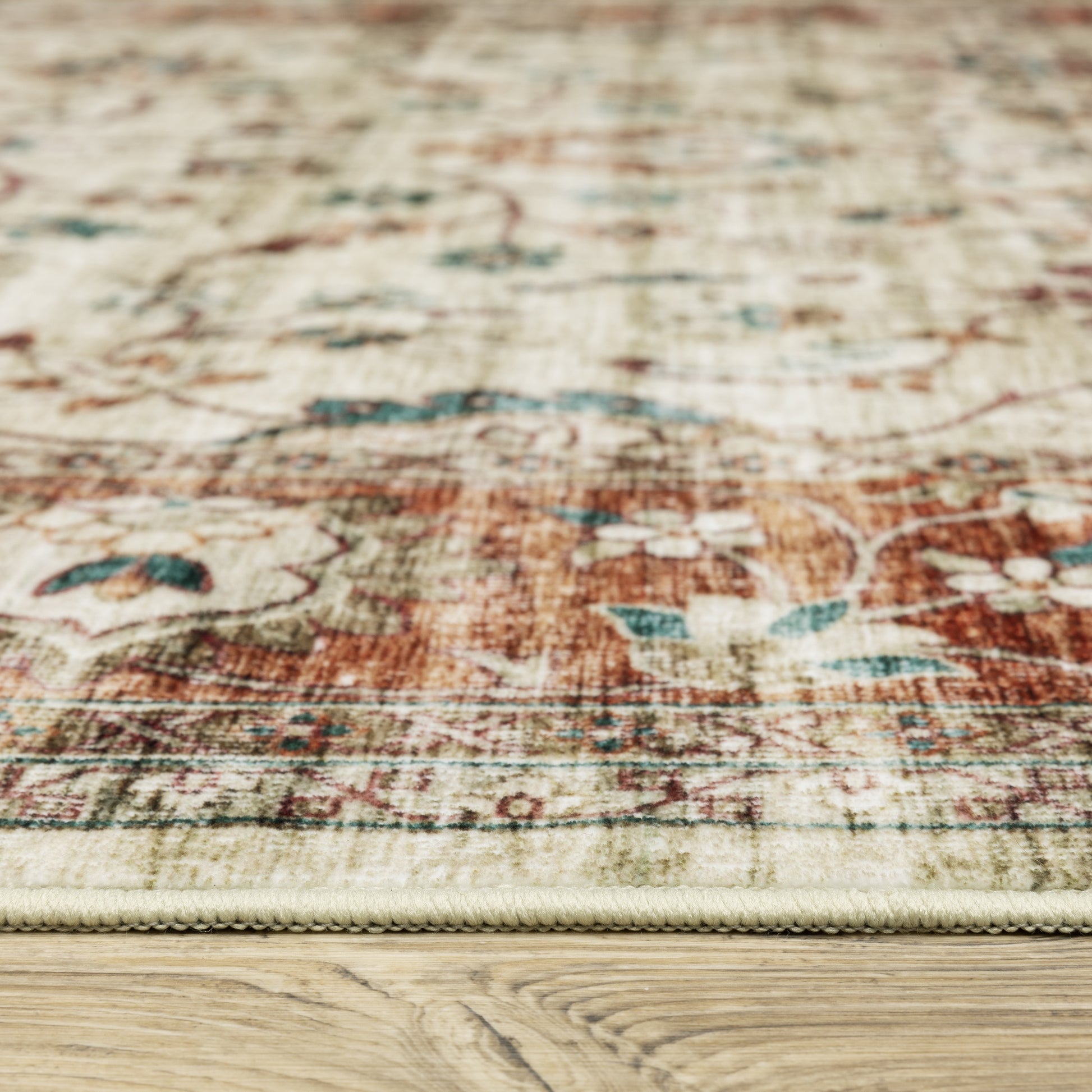 Sumter Distressed Ivory/ Rust Oriental Flat Weave Rug