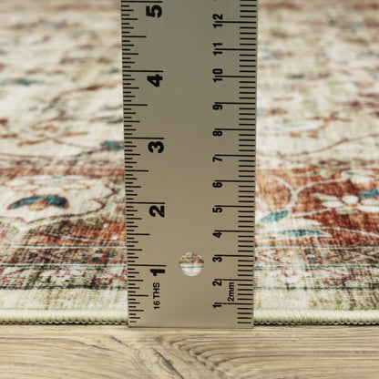 Sumter Distressed Ivory/ Rust Oriental Flat Weave Rug