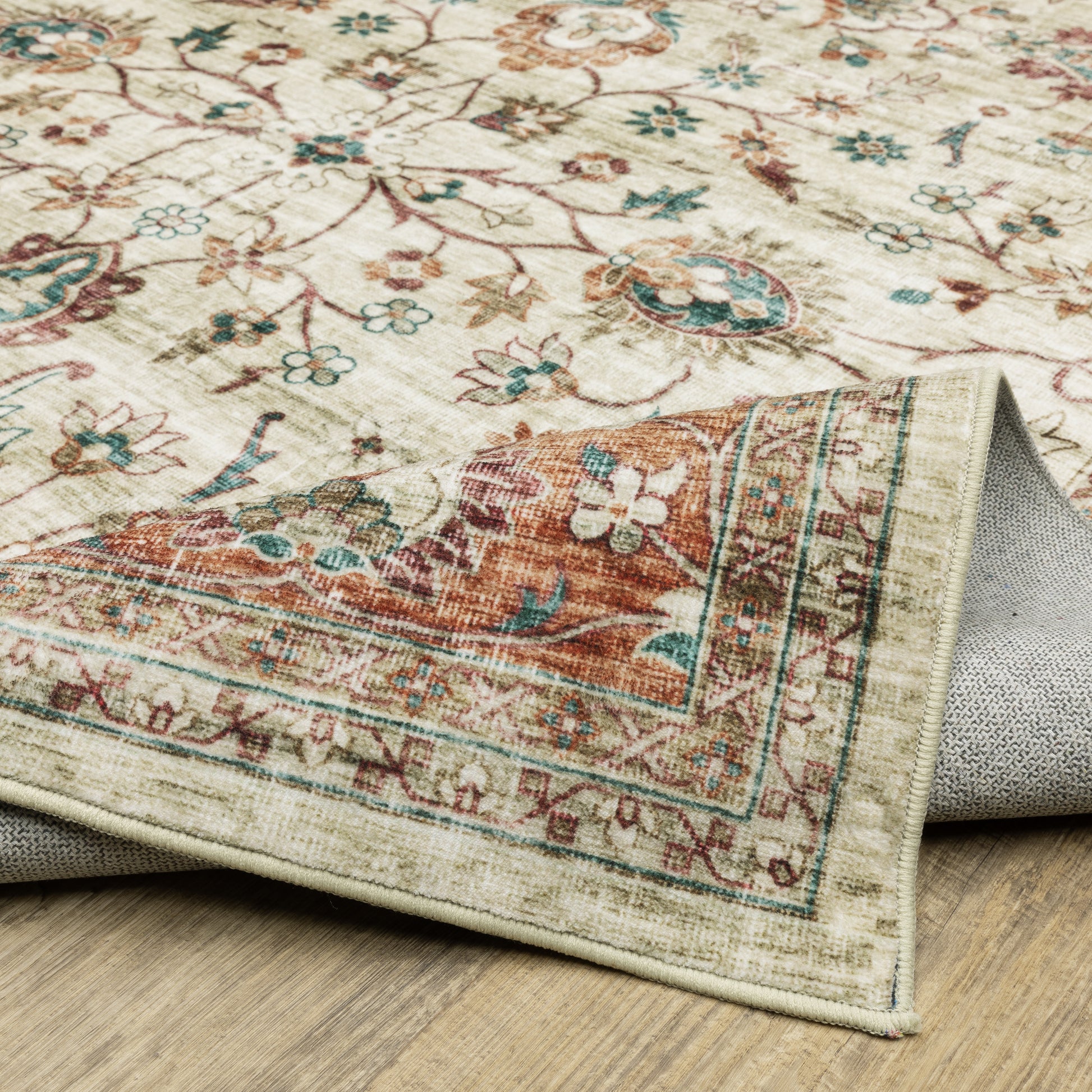 Sumter Distressed Ivory/ Rust Oriental Flat Weave Rug