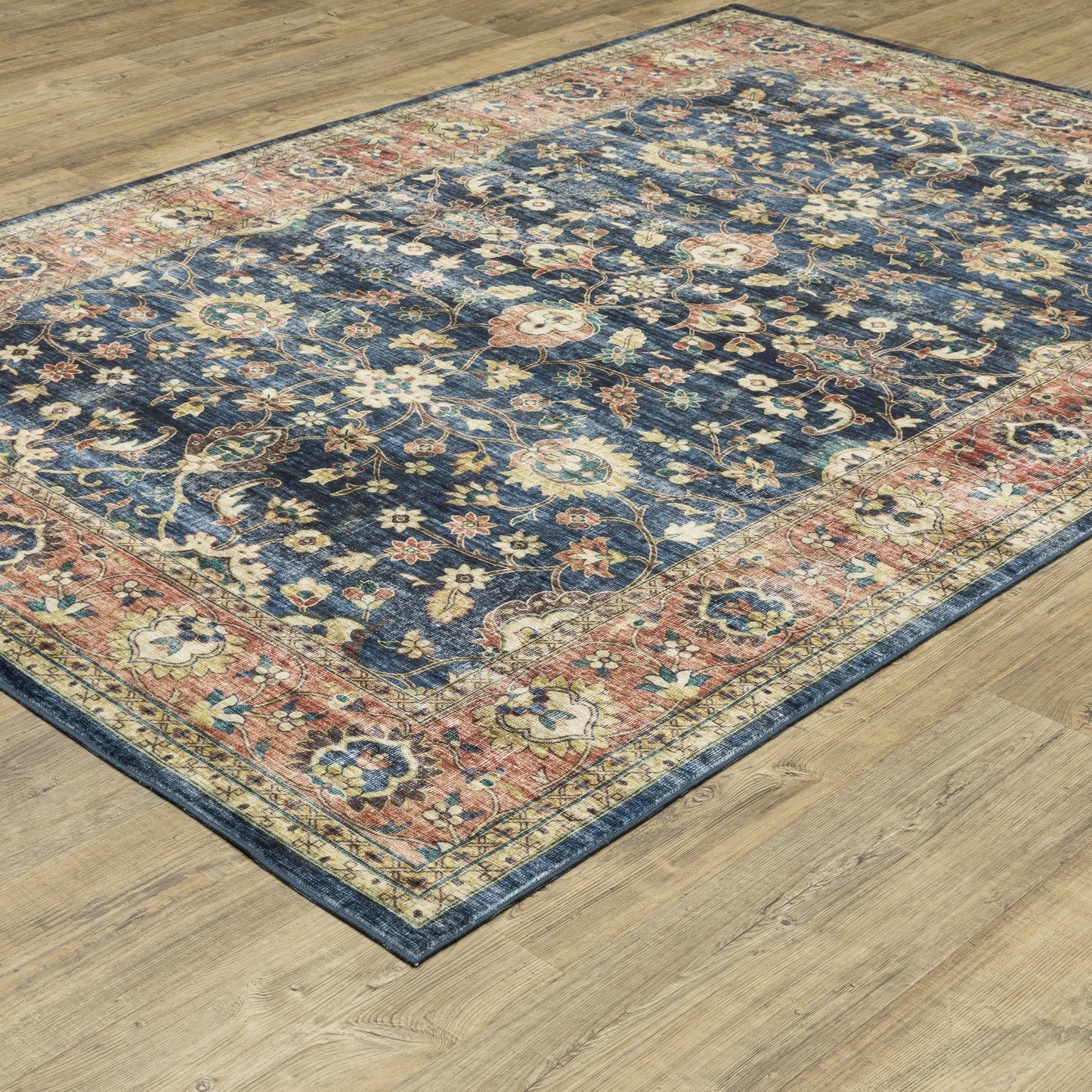 Sumter Distressed Blue/ Rust Oriental Flat Weave Rug