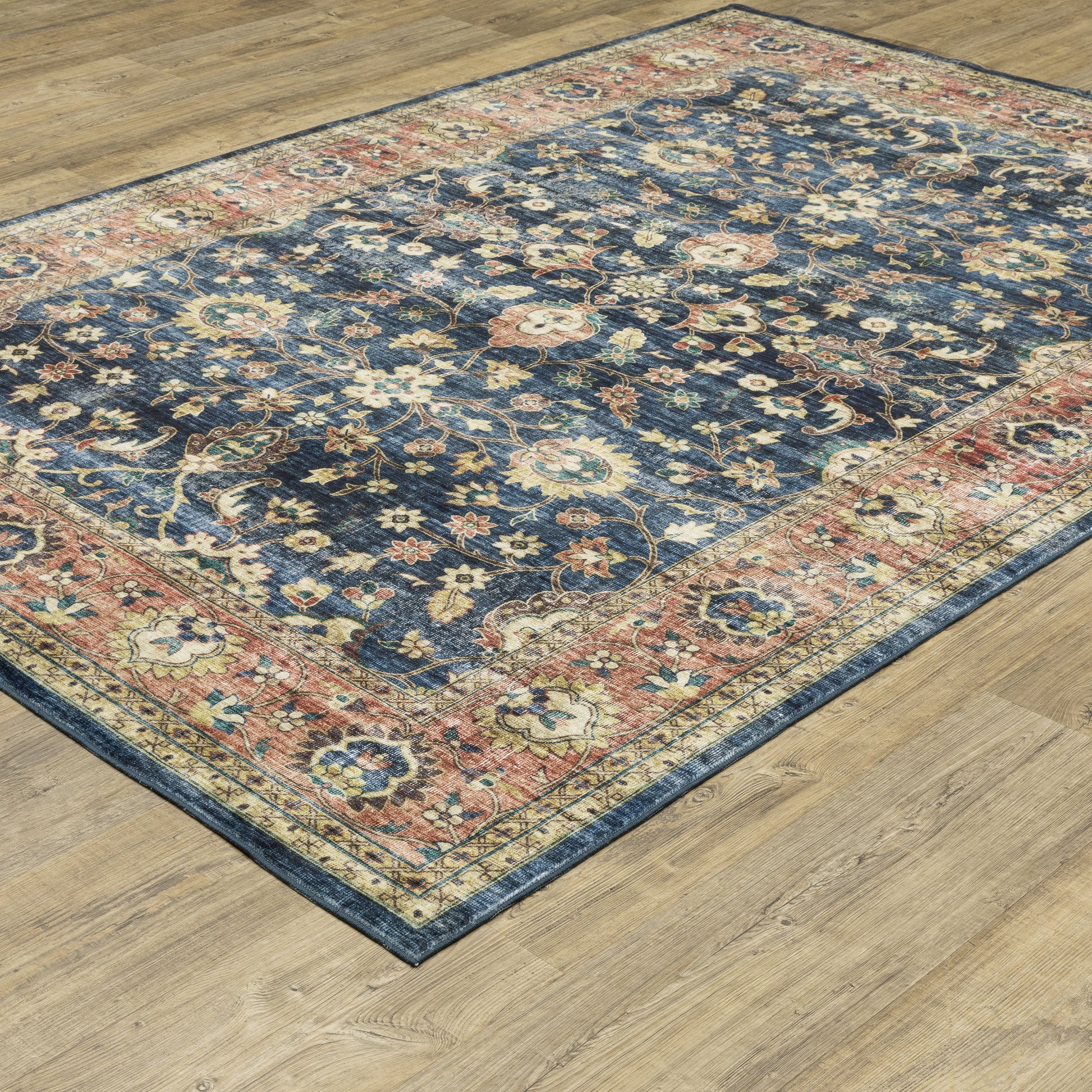Sumter Distressed Blue/ Rust Oriental Flat Weave Rug