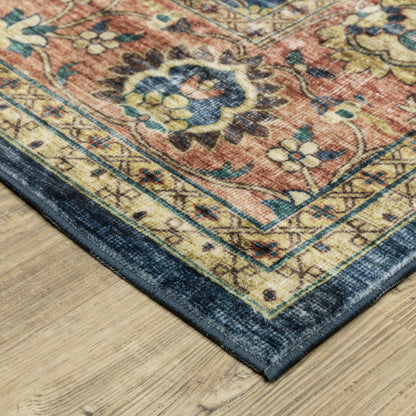 Sumter Distressed Blue/ Rust Oriental Flat Weave Rug
