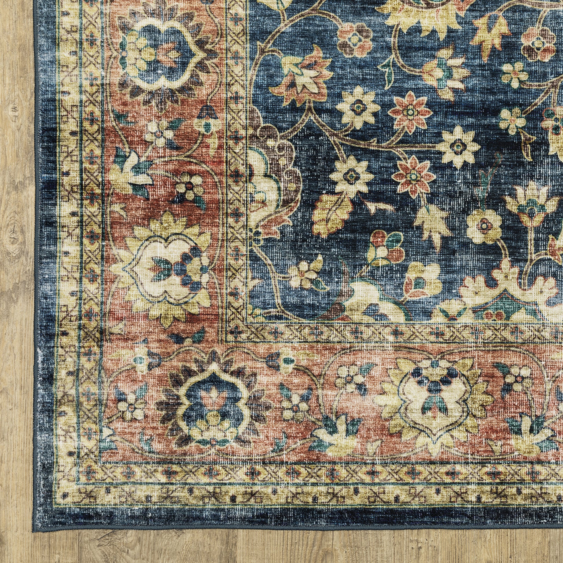 Sumter Distressed Blue/ Rust Oriental Flat Weave Rug