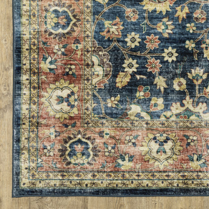 Sumter Distressed Blue/ Rust Oriental Flat Weave Rug