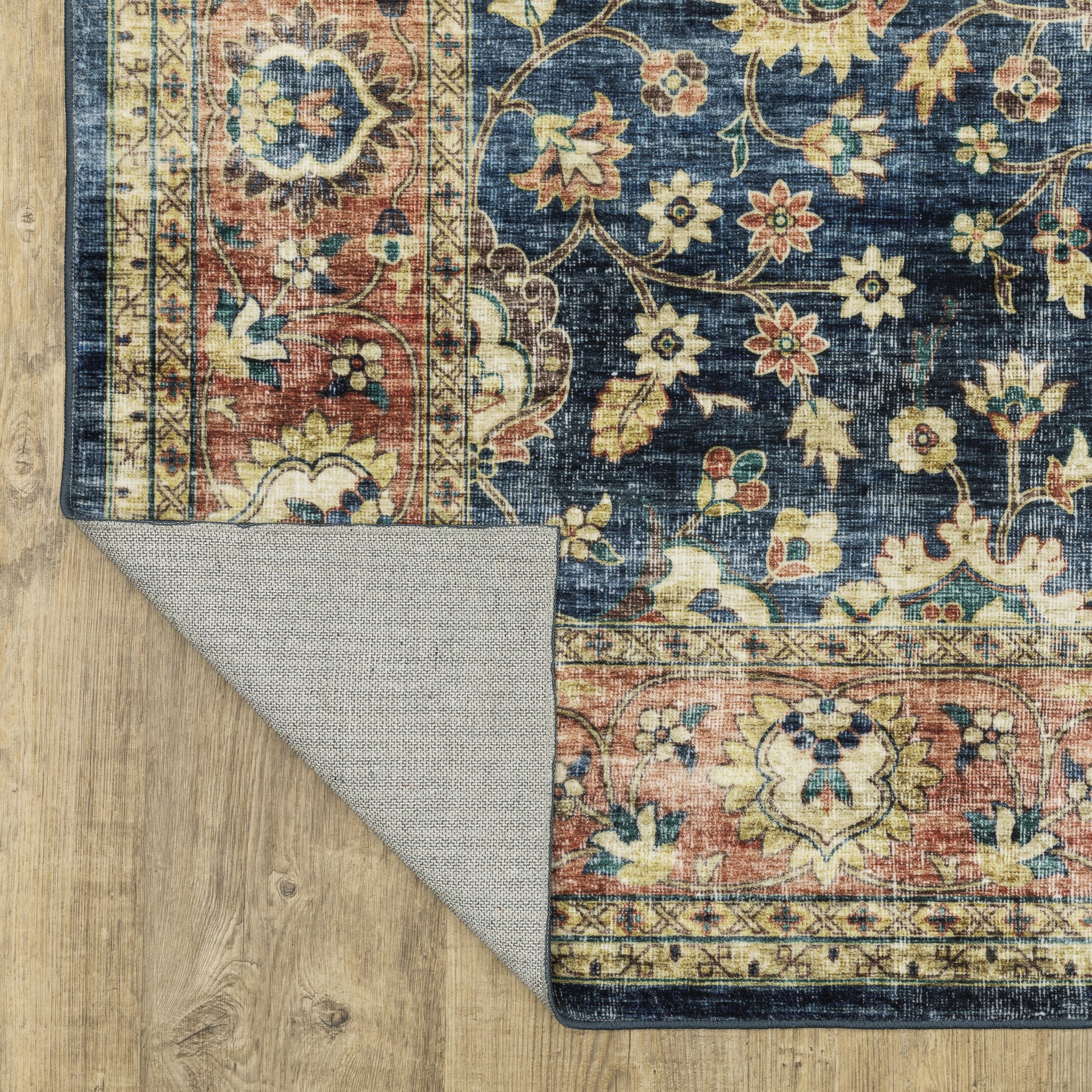 Sumter Distressed Blue/ Rust Oriental Flat Weave Rug