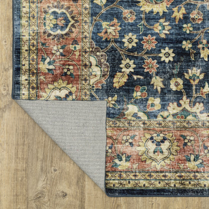 Sumter Distressed Blue/ Rust Oriental Flat Weave Rug