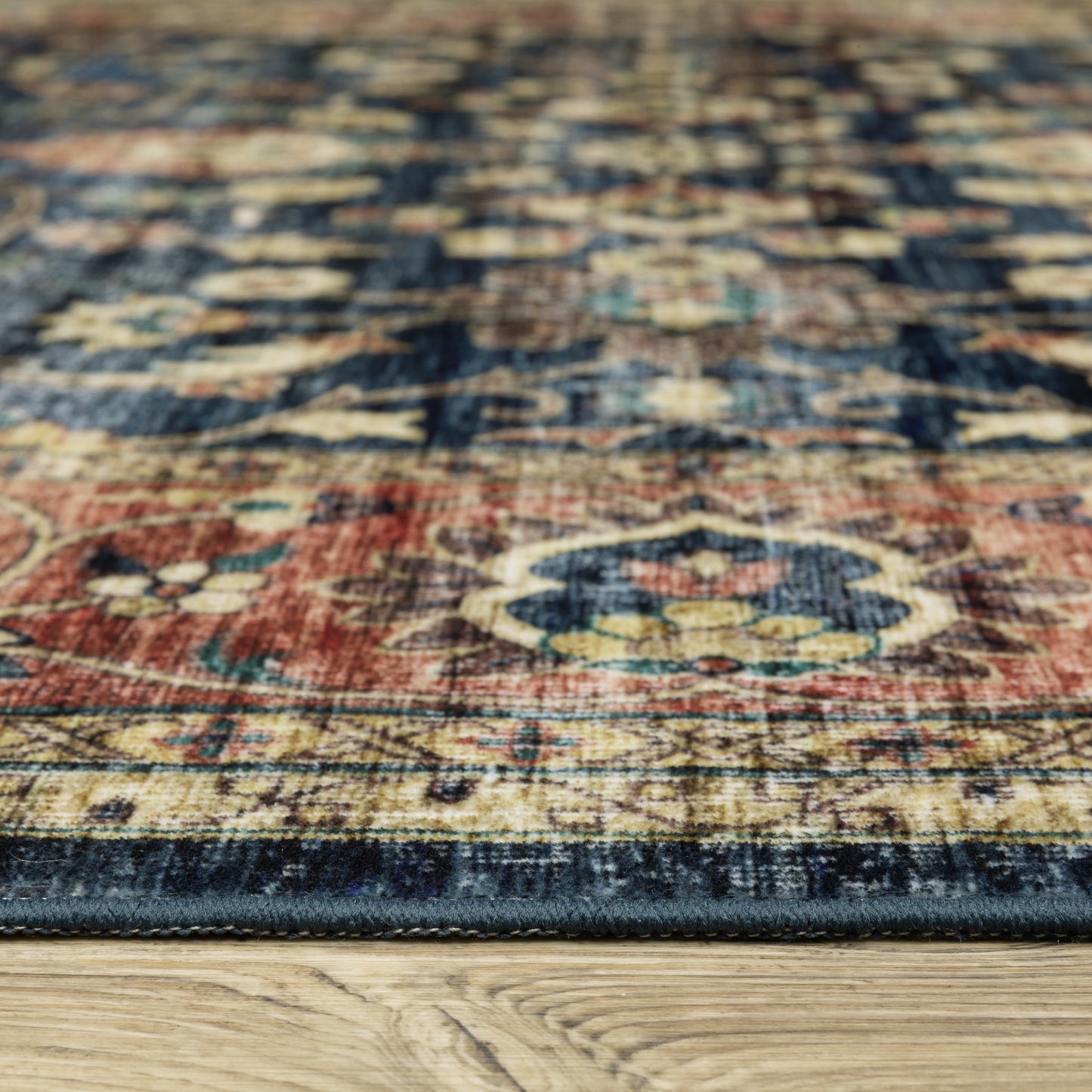 Sumter Distressed Blue/ Rust Oriental Flat Weave Rug