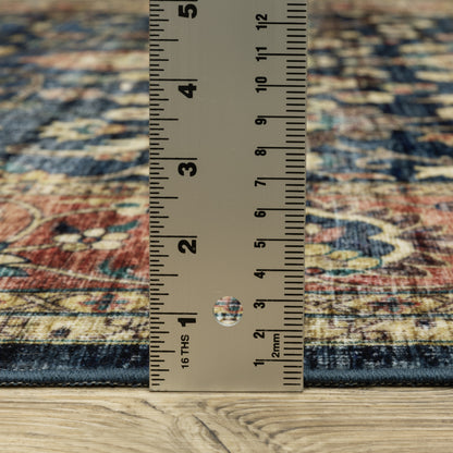 Sumter Distressed Blue/ Rust Oriental Flat Weave Rug