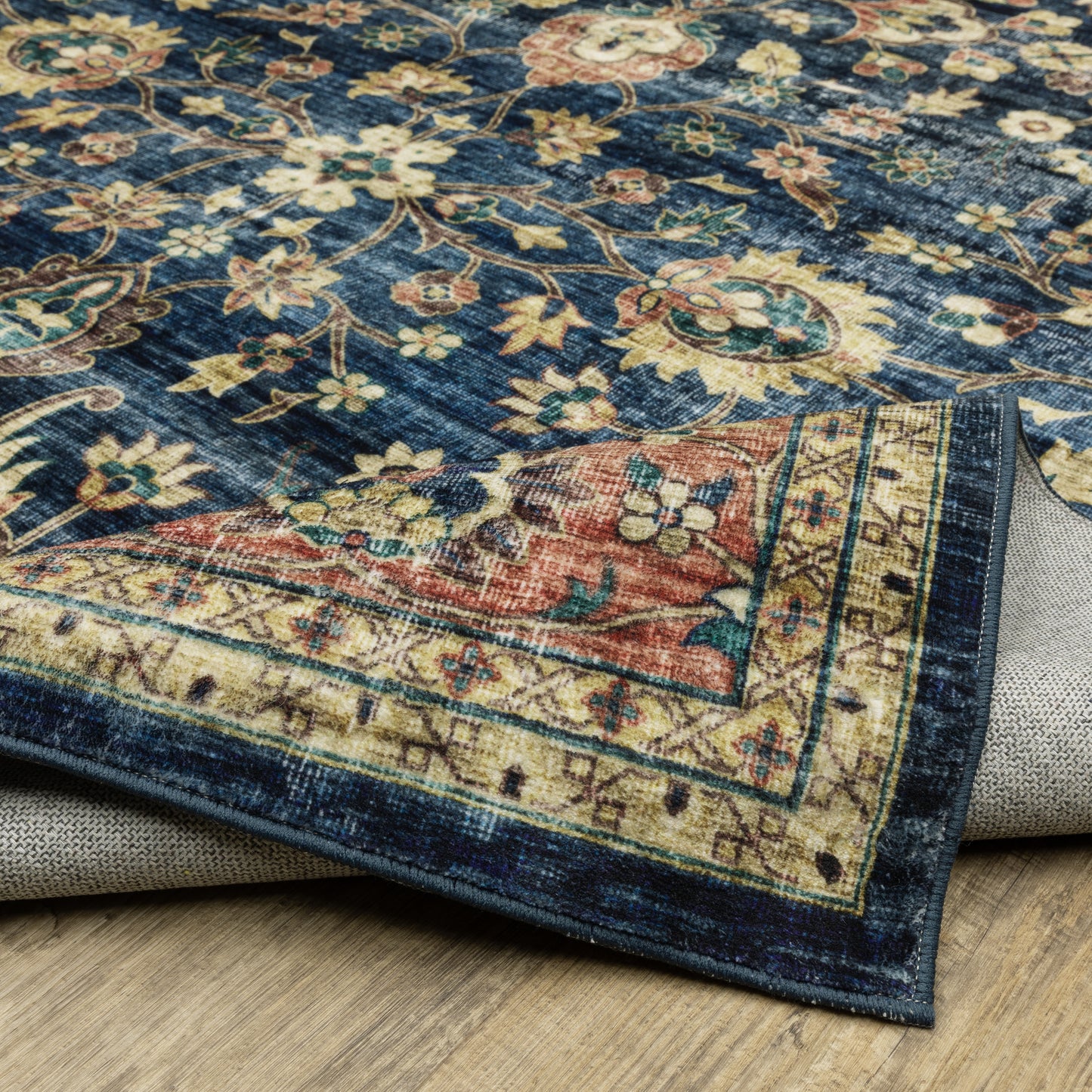 Sumter Distressed Blue/ Rust Oriental Flat Weave Rug