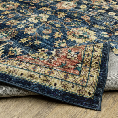 Sumter Distressed Blue/ Rust Oriental Flat Weave Rug