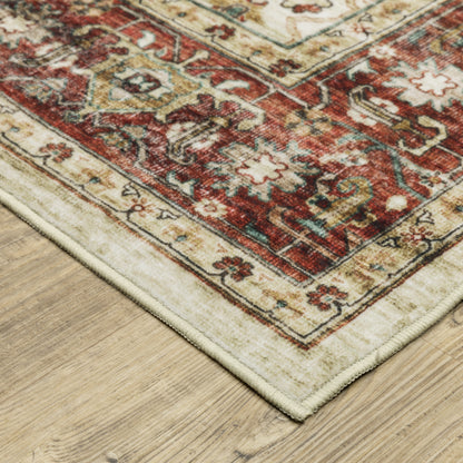 Sumter Distressed Ivory/ Red Oriental Flat Weave Rug