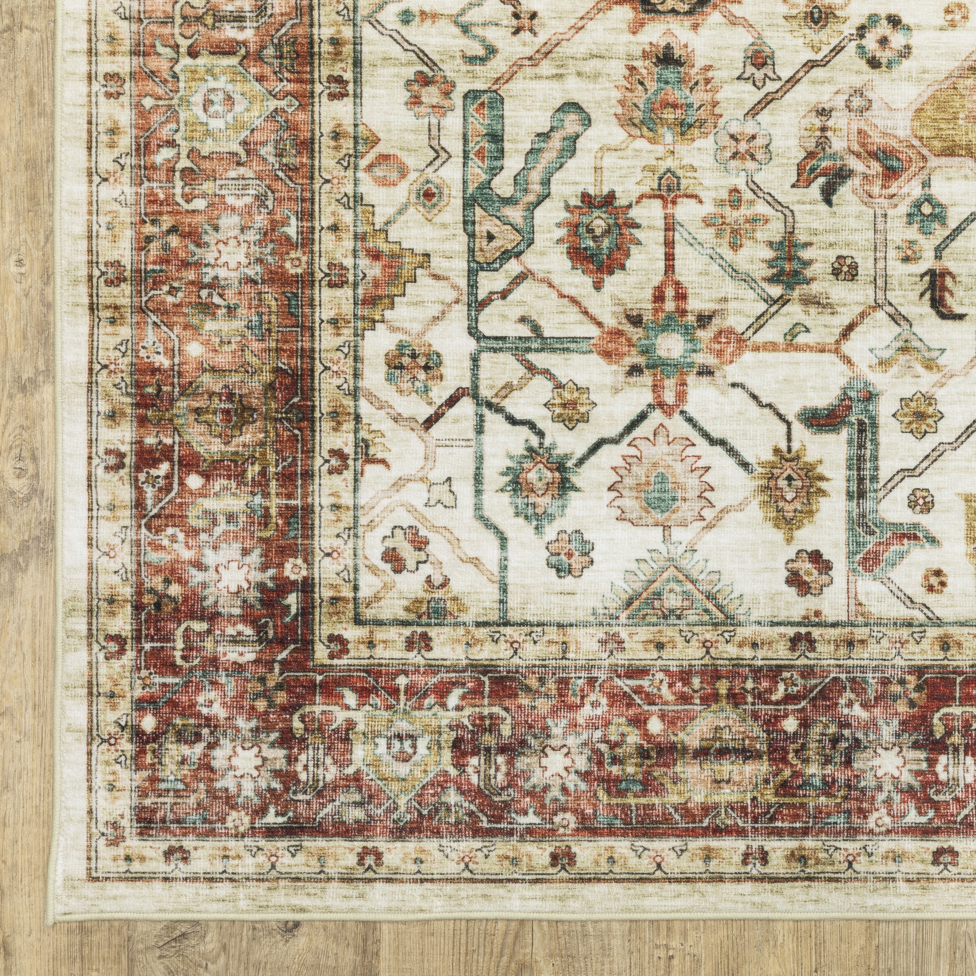 Sumter Distressed Ivory/ Red Oriental Flat Weave Rug