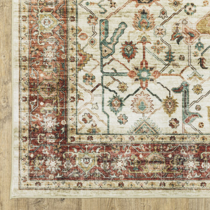 Sumter Distressed Ivory/ Red Oriental Flat Weave Rug