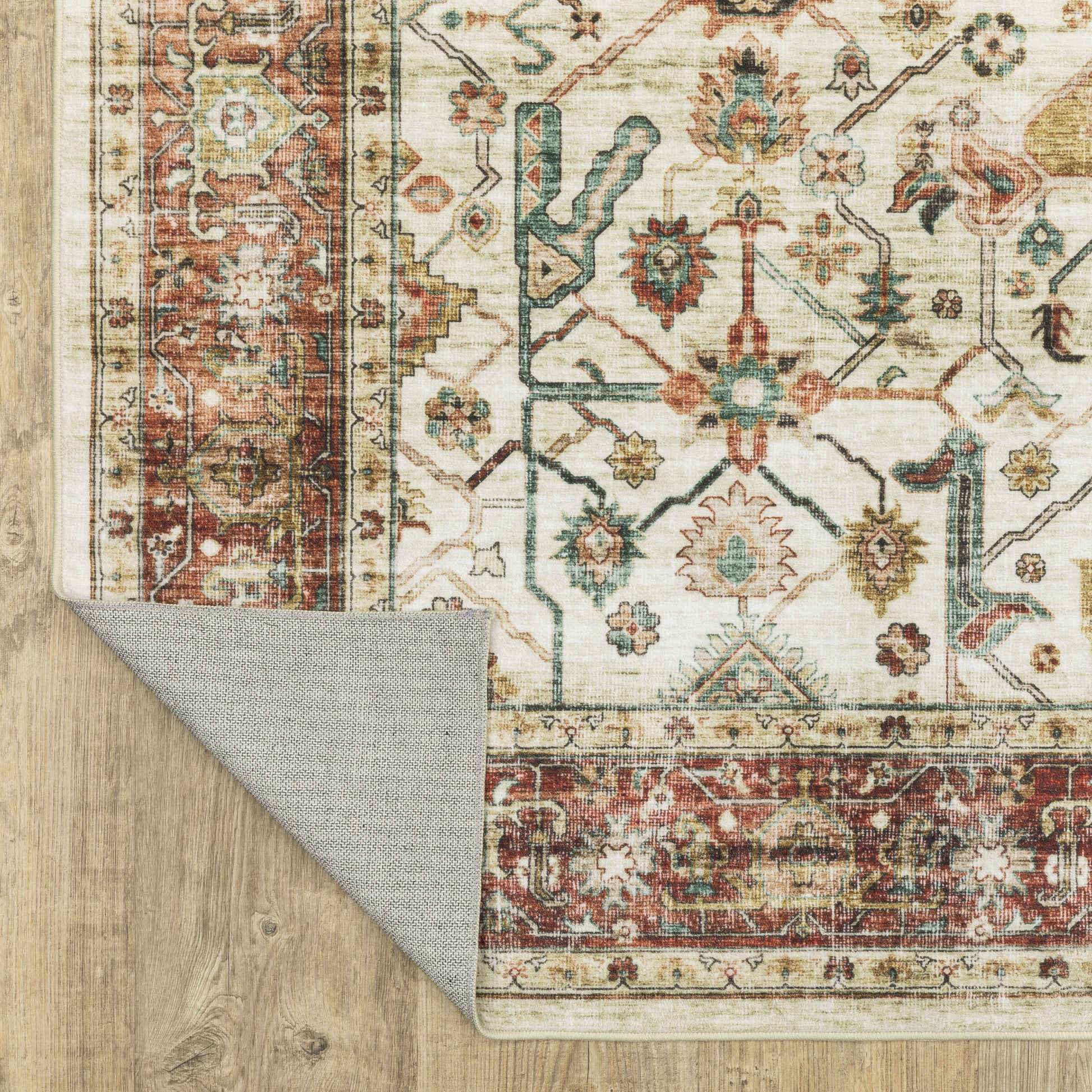 Sumter Distressed Ivory/ Red Oriental Flat Weave Rug