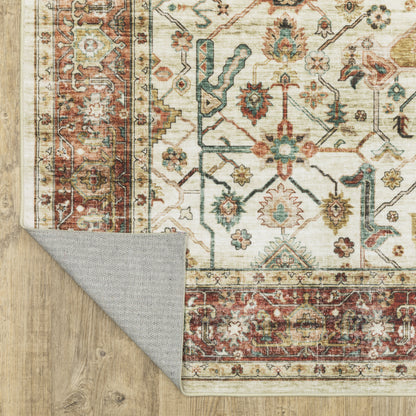 Sumter Distressed Ivory/ Red Oriental Flat Weave Rug