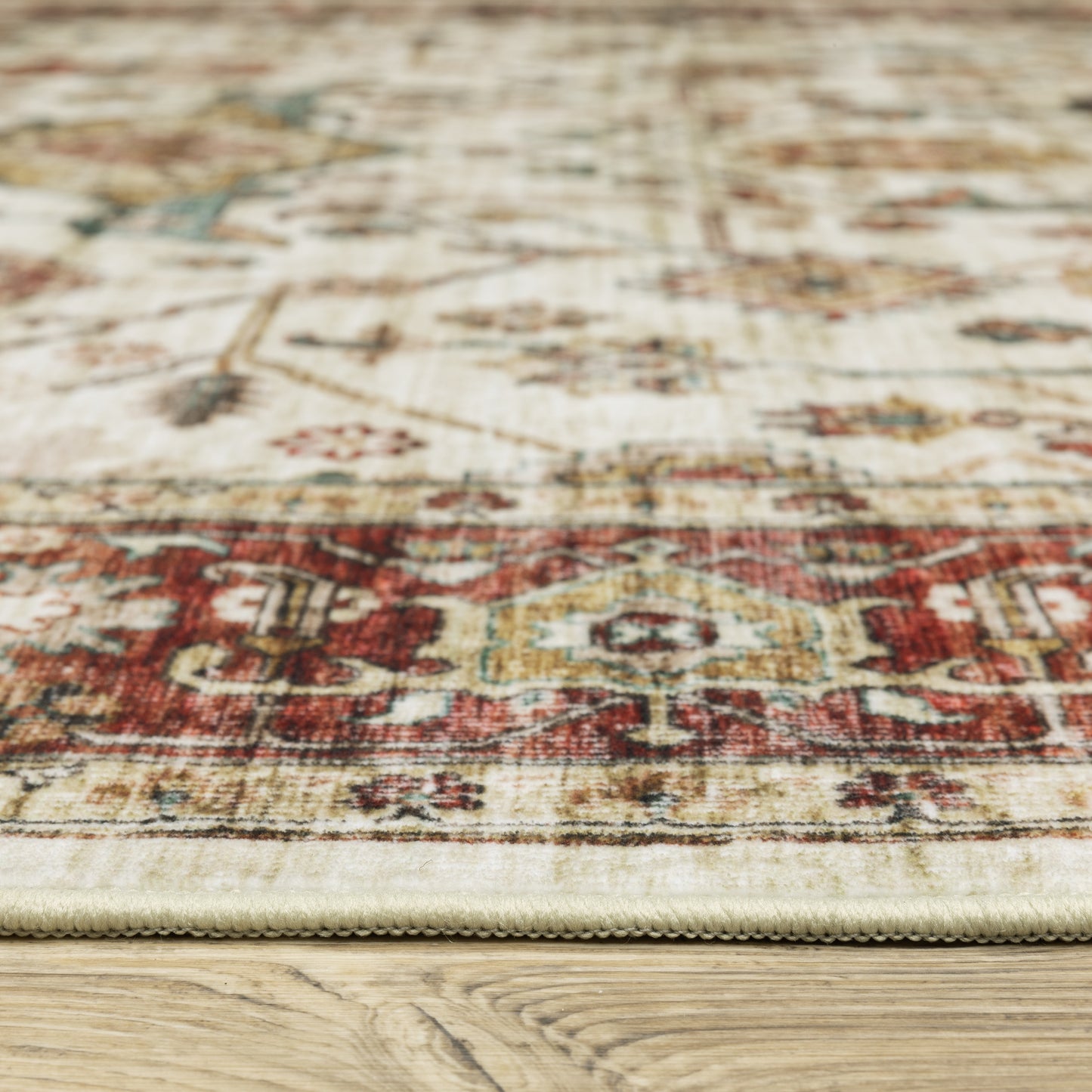 Sumter Distressed Ivory/ Red Oriental Flat Weave Rug