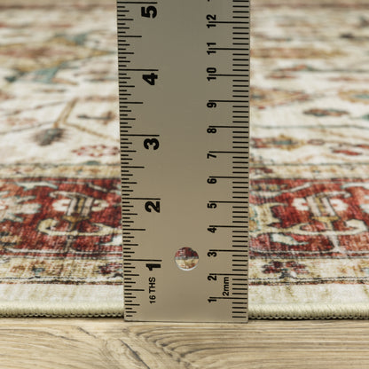 Sumter Distressed Ivory/ Red Oriental Flat Weave Rug