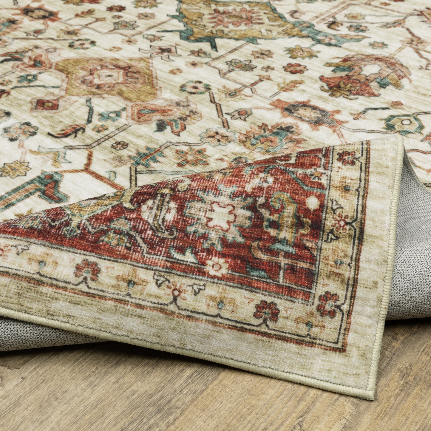Sumter Distressed Ivory/ Red Oriental Flat Weave Rug