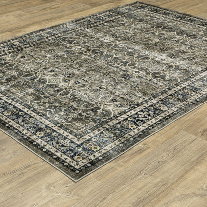 Sumter Distressed Grey/ Blue Oriental Flat Weave Rug