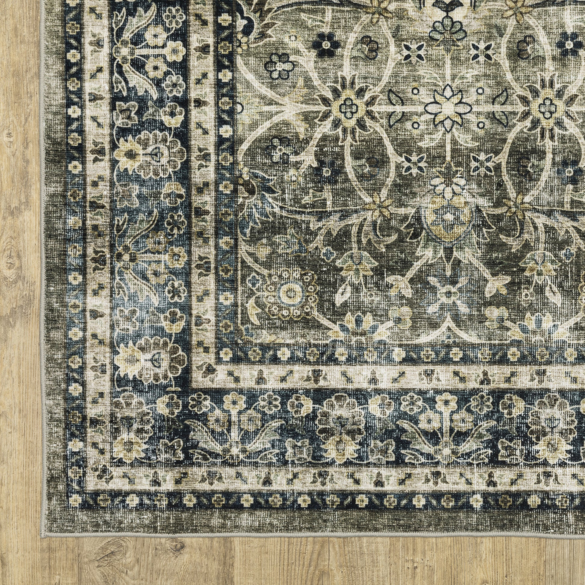 Sumter Distressed Grey/ Blue Oriental Flat Weave Rug