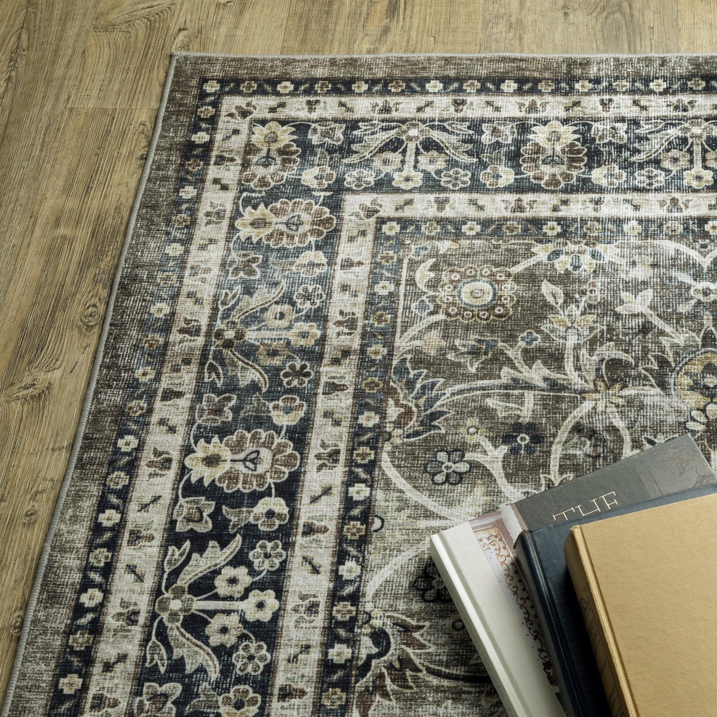 Sumter Distressed Grey/ Blue Oriental Flat Weave Rug