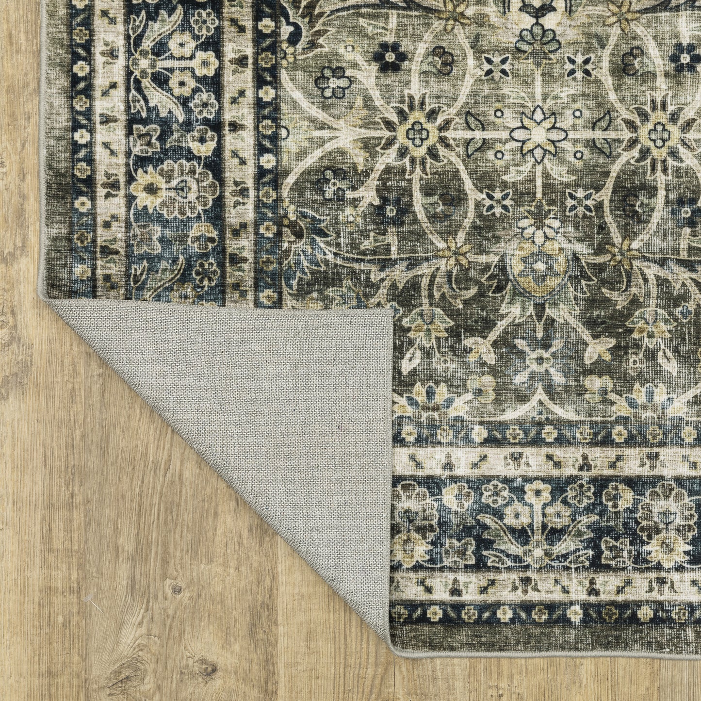 Sumter Distressed Grey/ Blue Oriental Flat Weave Rug