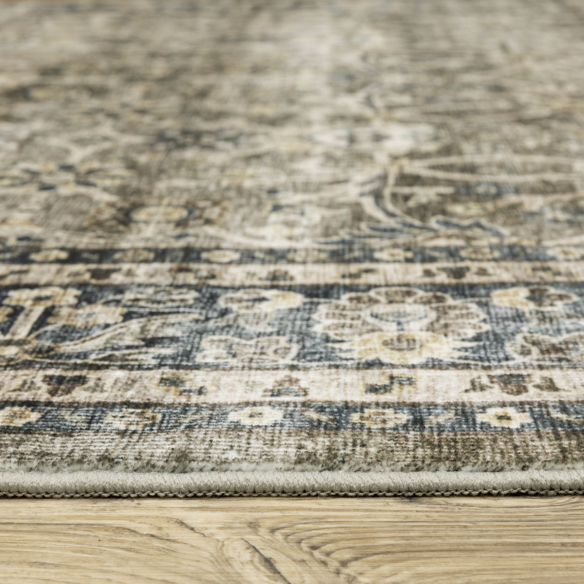Sumter Distressed Grey/ Blue Oriental Flat Weave Rug