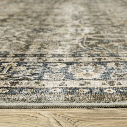 Sumter Distressed Grey/ Blue Oriental Flat Weave Rug