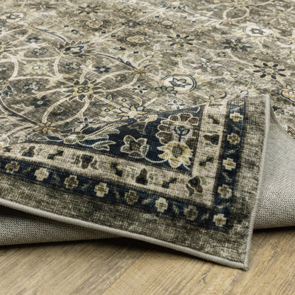 Sumter Distressed Grey/ Blue Oriental Flat Weave Rug