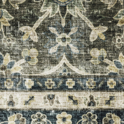 Sumter Distressed Grey/ Blue Oriental Flat Weave Rug