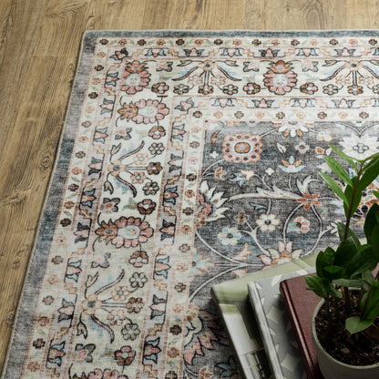 Sumter Distressed Grey/ Ivory Oriental Flat Weave Rug