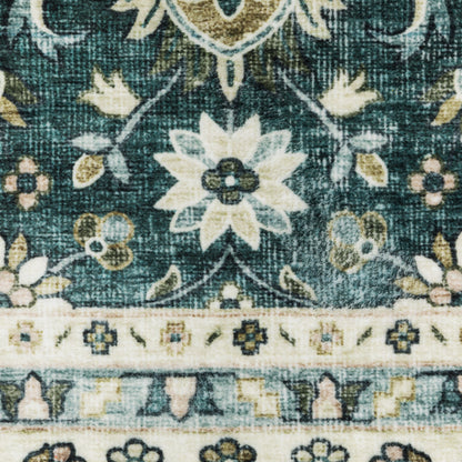 Sumter Distressed Teal/ Ivory Oriental Flat Weave Rug