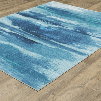 Sumter Abstract Blue/ Blue Flat Weave Rug