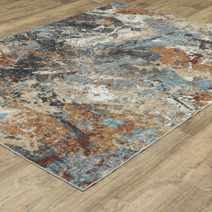 Sumter Abstract Blue/ Rust Flat Weave Rug