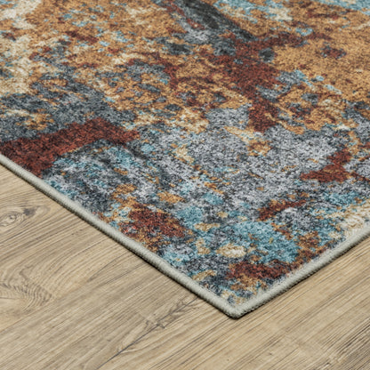 Sumter Abstract Blue/ Rust Flat Weave Rug