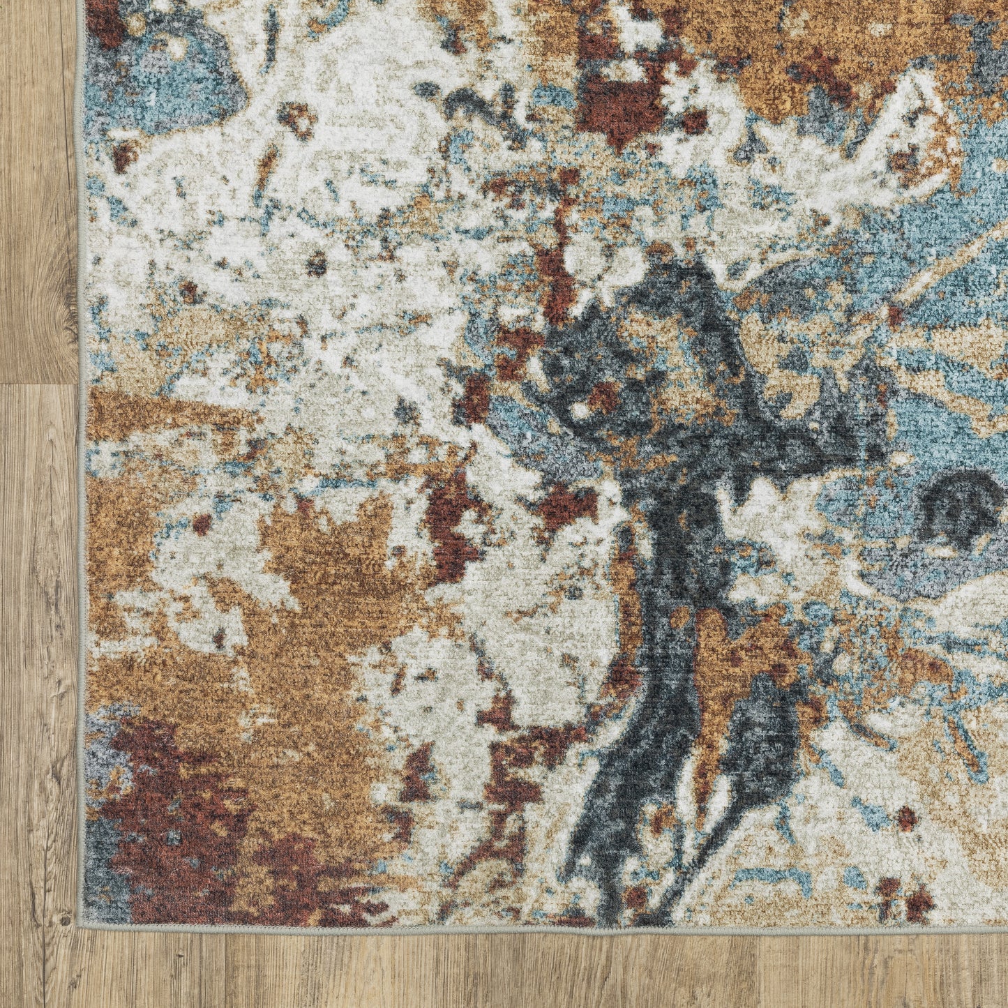 Sumter Abstract Blue/ Rust Flat Weave Rug