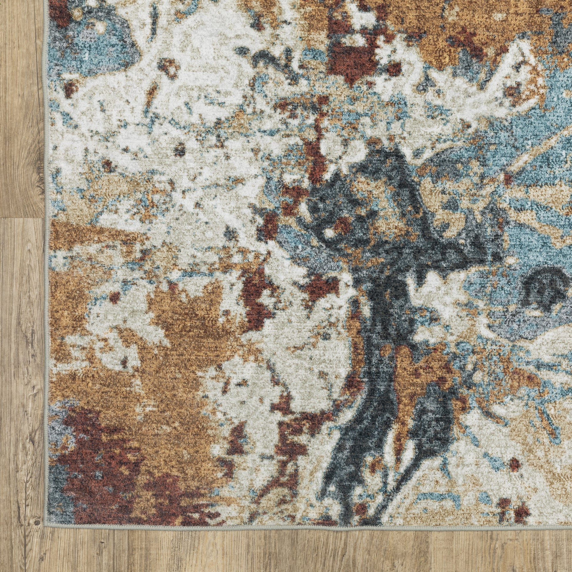 Sumter Abstract Blue/ Rust Flat Weave Rug