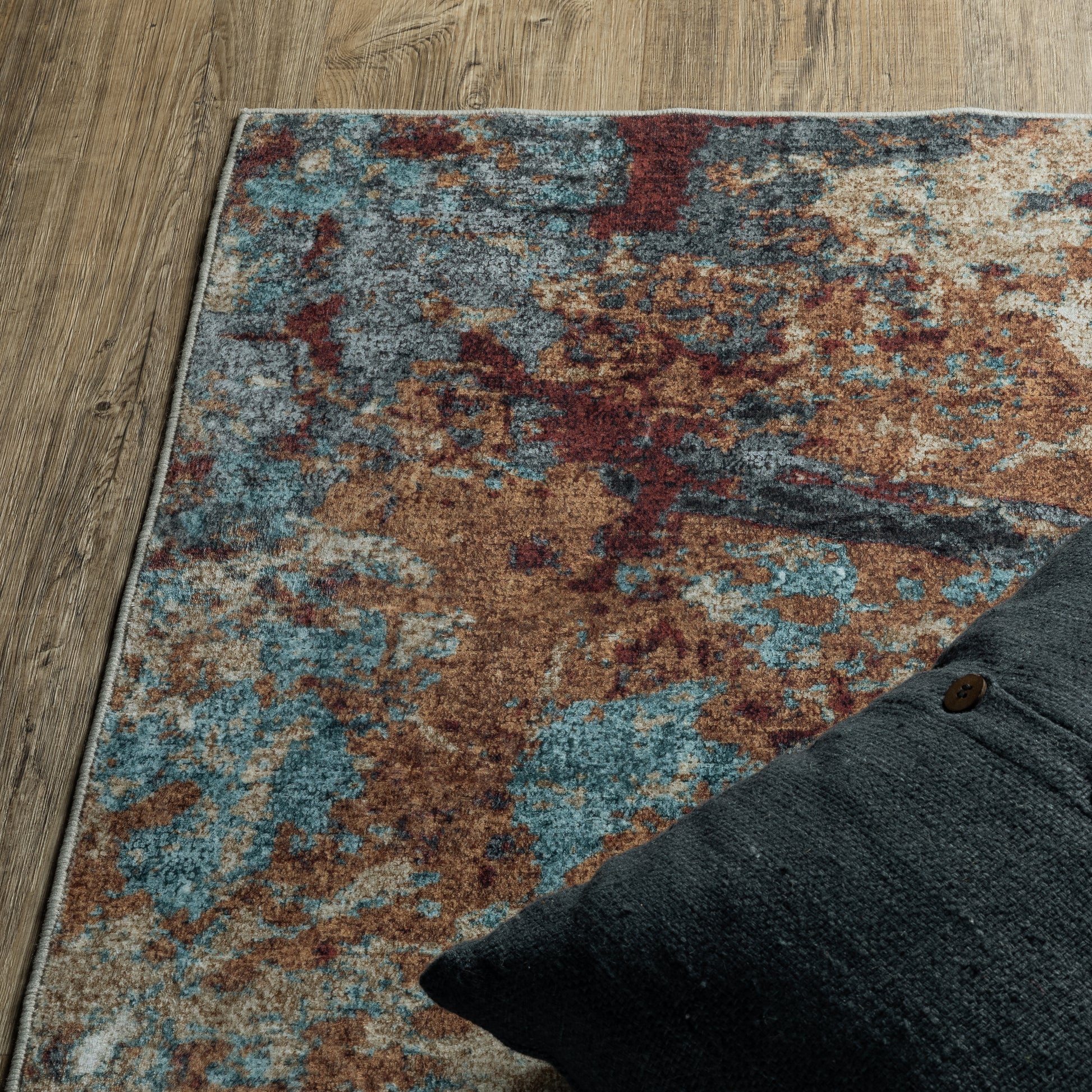 Sumter Abstract Blue/ Rust Flat Weave Rug