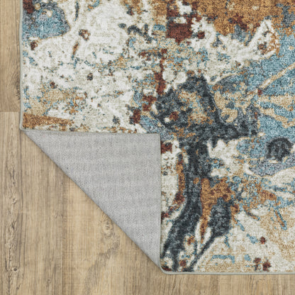 Sumter Abstract Blue/ Rust Flat Weave Rug
