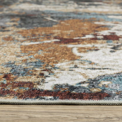 Sumter Abstract Blue/ Rust Flat Weave Rug