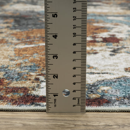 Sumter Abstract Blue/ Rust Flat Weave Rug