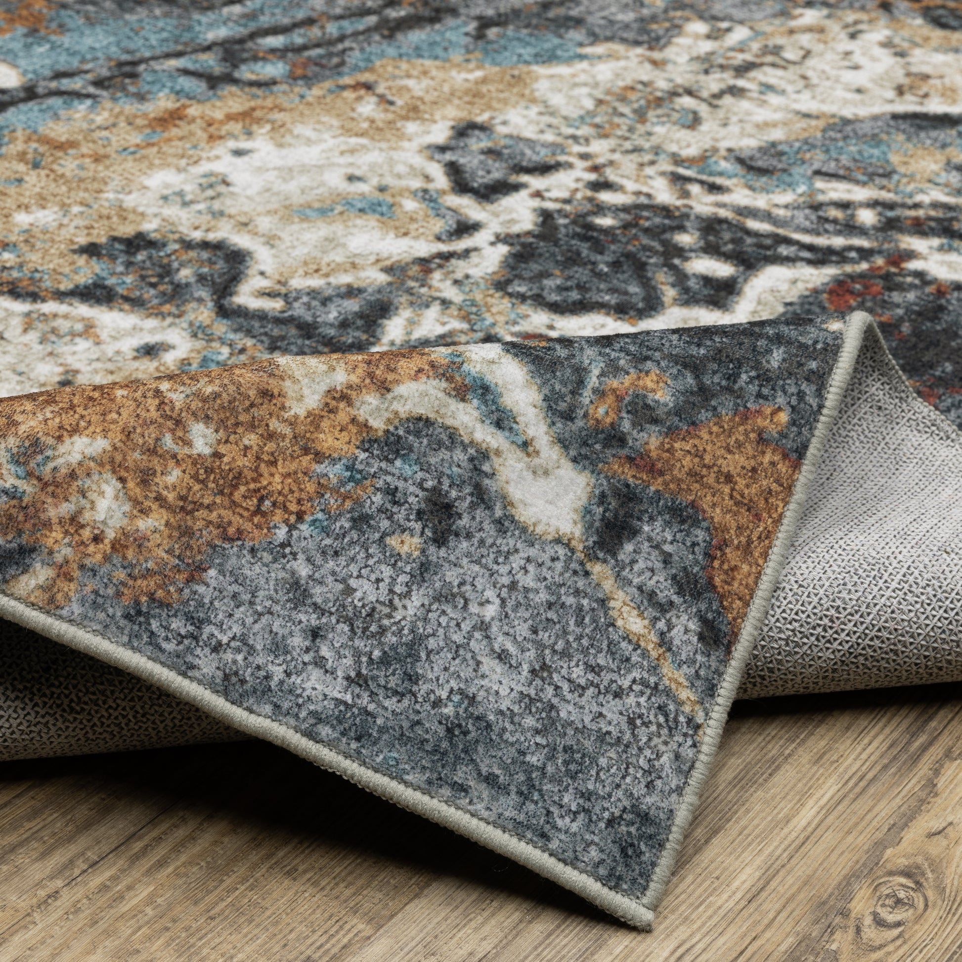Sumter Abstract Blue/ Rust Flat Weave Rug