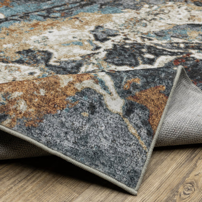 Sumter Abstract Blue/ Rust Flat Weave Rug