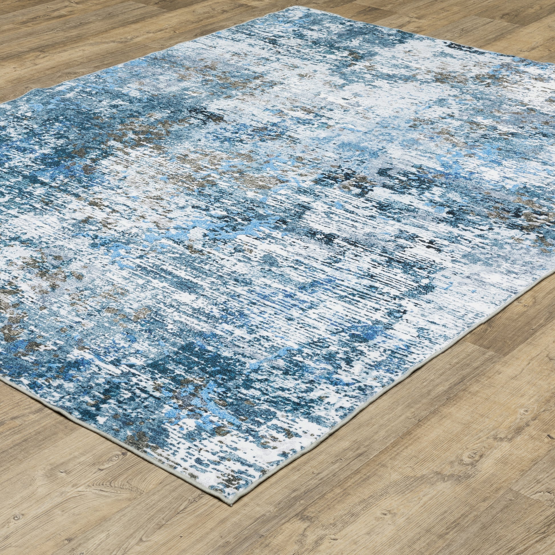 Sumter Abstract Blue/ Ivory Flat Weave Rug
