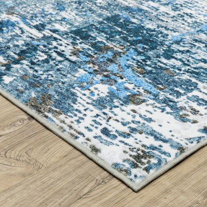 Sumter Abstract Blue/ Ivory Flat Weave Rug