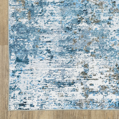 Sumter Abstract Blue/ Ivory Flat Weave Rug