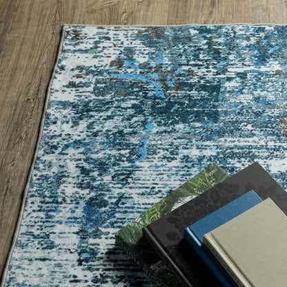 Sumter Abstract Blue/ Ivory Flat Weave Rug