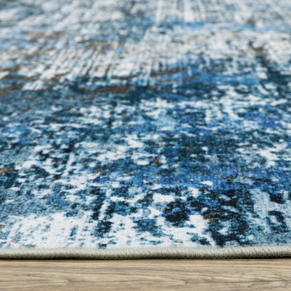 Sumter Abstract Blue/ Ivory Flat Weave Rug